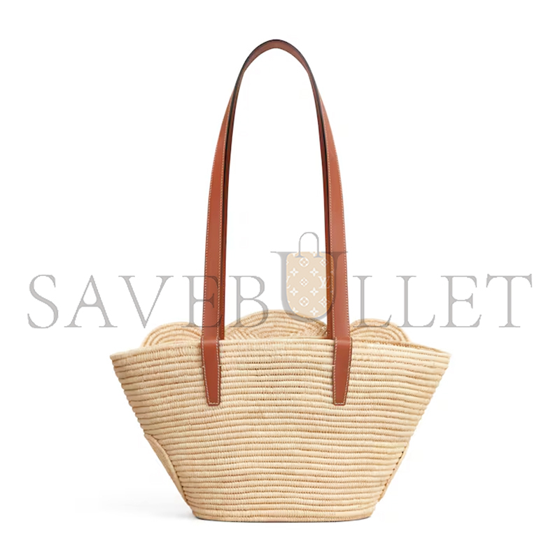 Ce**e classic panier small braided triomphe in raffia and calfskin 117022fwb.04lu (42*21.5*12cm)